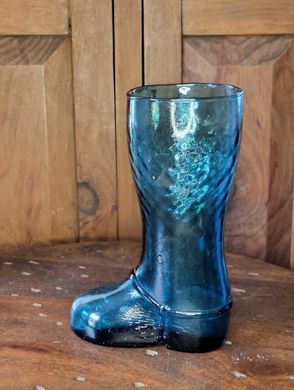 Blue Glass Boot Vase